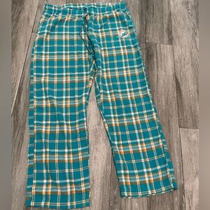 NFLTeam Apparel teal orange plaid Embroidered Miami Dolphins Lounge Pj Pants Lg